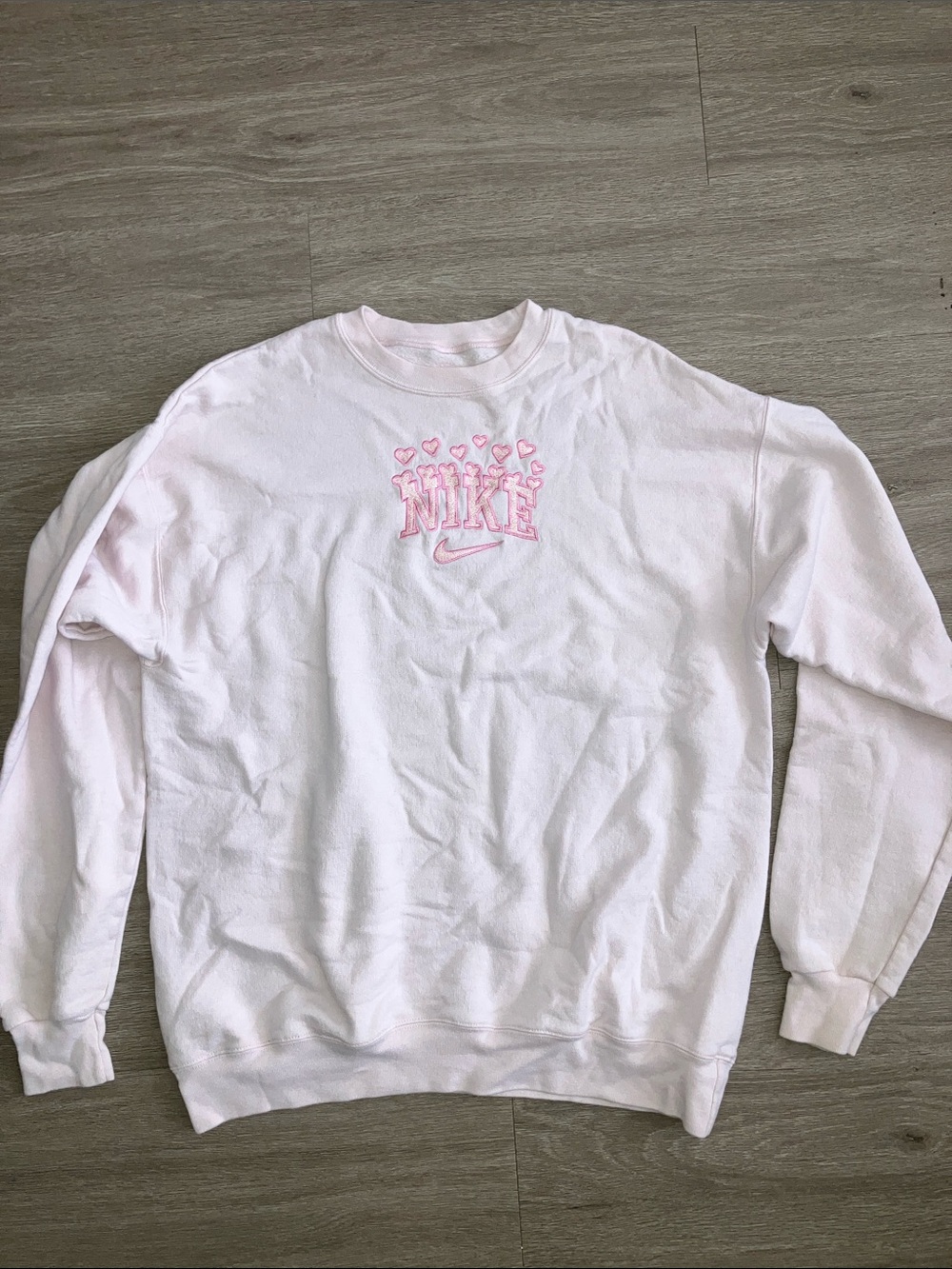 Embroidered “Nike” Pastel Pink Sweatshirt